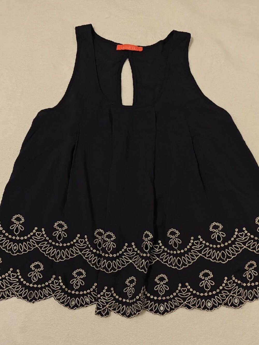 Lulumari Navy Tank Top with Ivory Embroidery - Picture 13 of 13